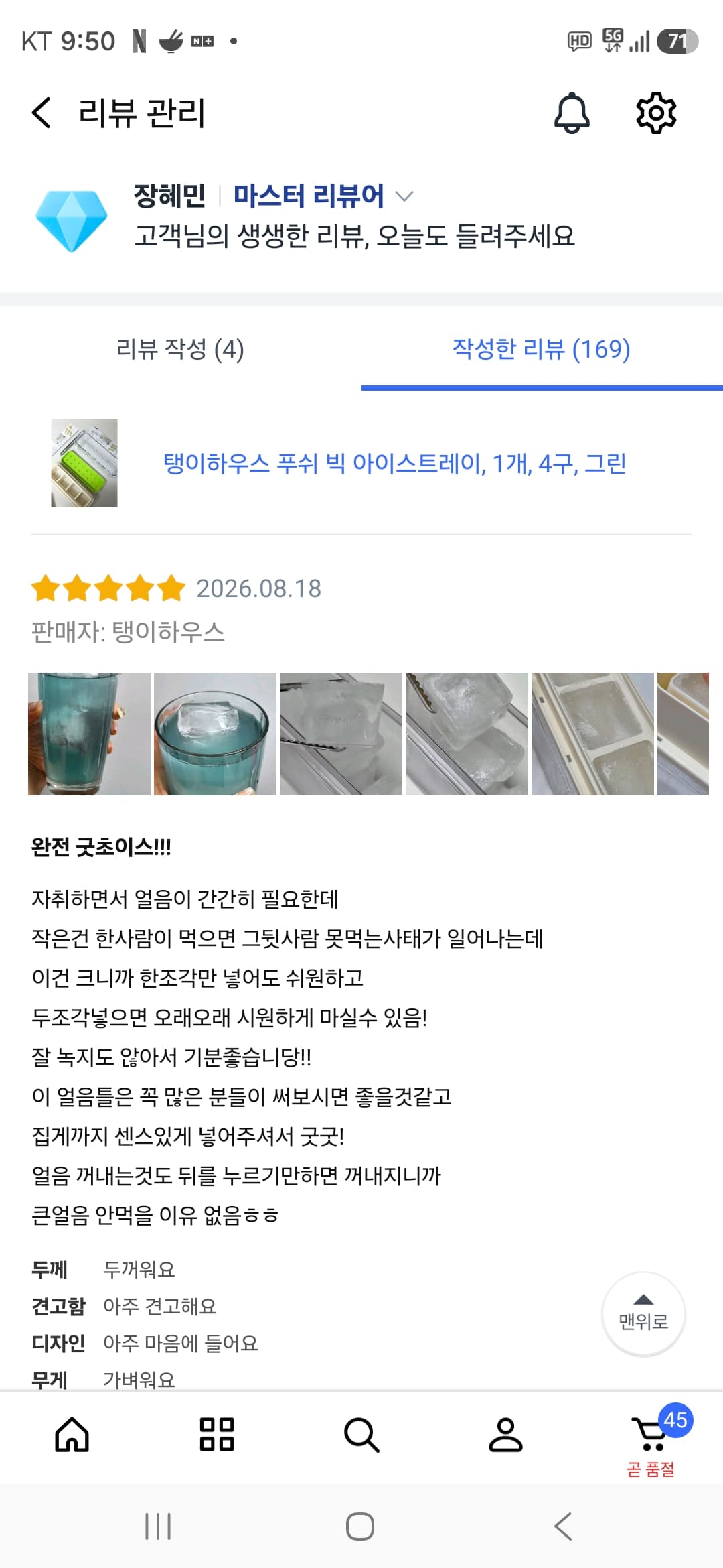 푸쉬 빅 얼음 트레이 리뷰어 모